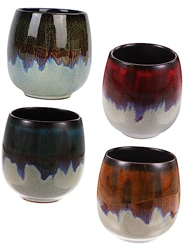 TOPBATHY 4 Piezas Taza De Café De Cerámica Tazas De Vidrio Expreso Copa De Licor Conveniente Taza De Té Tazas De Café Expreso Taza De Té Antigua Copa De Vino Antiguo Porcelana