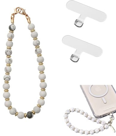 NIYATA Cinturino da Polso per Cellulare,Cinturino per Telefono con Perline Cordino Cellulare,Collana Universale per Cellulare,Con 2 Distanziatore Trasparente,per Telefono per Donne Ragazze