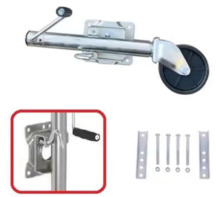 QICBYING Stützfuß Anhänger Abstellstützen - Schwenkbare Anhängerräder, Stützrad Anhänger, Verzinktes Stützrad Für Schwere Lasten, 15cm Rad, 540kg, Verstellbar Und Teleskopierbar 25cm, Für Wohnwagen