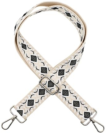 CiciIng Schultergurt für Taschen Breit 3.8cm, Boho Umhängegurt Taschenriemen Damen, Tragegurt Schulterriemen mit Karabiner für Schultertaschen Taschen Handtaschen (Schwarz Herz)
