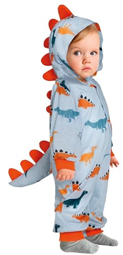FIESTAS GUIRCA Dino pyjamas babykostym karneval karneval småbarn – baby dinosaurie sparkdräkt – onesie, karnevaldräkt baby pojke 12–18 månader