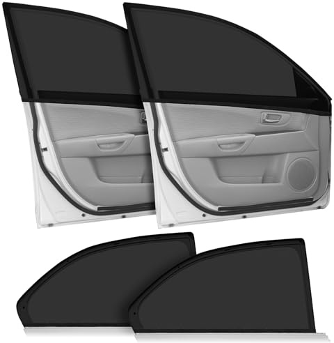 4 Parasol Coche Bebé con Protección Solar UV para Niños y Mascotas Sombrilla Universal con protección UV Universales para el 99% de Los Coches (2 Pieza Ventana Delantera y 2 Piezas Traseras)