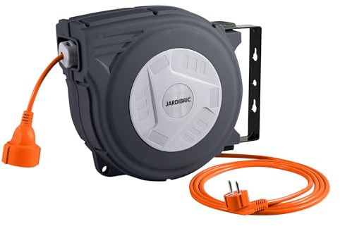 Jardibric - Dispensador eléctrico de pared automático de 25 m, 3200 W, cable 3G1,5 mm², 230 V, alargador de 2 m