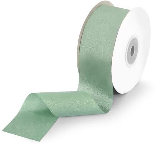 Schleifenband Grün 23M Satinband Breit 38MM Chiffonband Eukalyptus Seidenband für Geschenk Basteln Hochzeit Dekoband