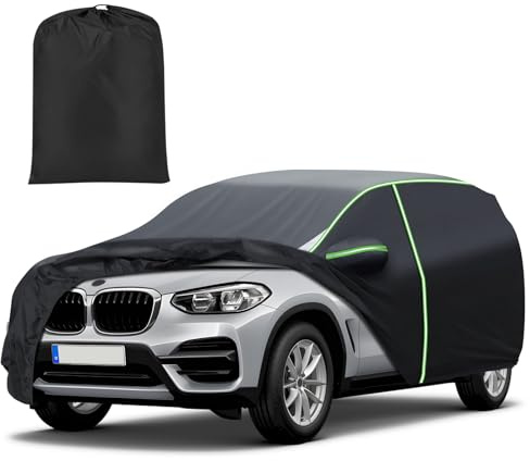 Mixsuper Liner Car Cover for BMW X3 2003-2026, 7 Layers Waterproof Car Cover Accessories for X3 with Zipper Door, Windproof Straps, Reflective Strips, Anti-UV, All Weather