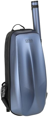 GEWA Space Bag Blau mit Bogenetui - Violinkoffer/Rucksack für 4/4-3/4 Violinen - Polycarbonat Außendeckel - Ergonomische Rückseite - Zubehörfächer