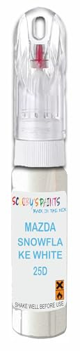 SCOOBYS PAINTS BACK IN THE MIX Paint Touch Up Pen For Mazda Snowflake White 25D Scratch Removal Car Repair