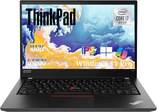 Lenovo Thinkpad T14 (Gen 1) Business Laptop, 14 FHD(1920x1080), Intel Core i7-10610U 1.7Ghz, 16GB DDR4, 512GB SSD, US QWERTY Tastatur, Webcam, Windows 11 Pro (Generalüberholt)
