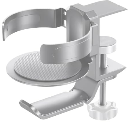 Birtern Portavasos para escritorio, de aleación de aluminio, soporte para auriculares debajo del escritorio, accesorios de escritorio antiderrames para todas las tazas, botellas, auriculares