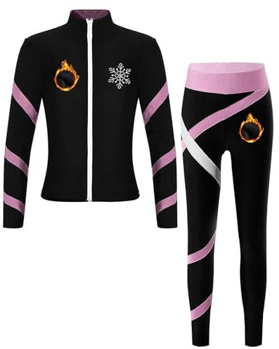 MTKSFDC Trainingsanzug Mädchen Kinder Mädchen Gymnastik Eiskunstlauf Sportanzug Lange Ärmel Reißverschluss Jacke Mit Weste Leggings Workout Yoga Fitness Trainingsanzug(Pink B,12)