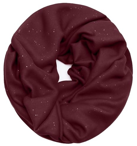 Glamexx24 Loop Schal Damen Schlauchschal Glitzer Unifarbener Rundschal Halstuch für Frühling, Sommer, Herbst, Winter, Weinrot