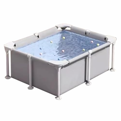 Easnuroz Piscina De Marco Metálico con Estructura De Acero 120-300cm sobre Suelo - Rectangular Material Laminado De PVC De 3 Capas (180 * 140 * 60cm)