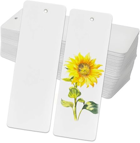 YYTOL Blanko Lesezeichen Papier Basteln 60 Stück Weiß Leeres Rechteckig Lesezeichen Basteln Papier mit Loch für DIY Handwerk 14 x 5cm