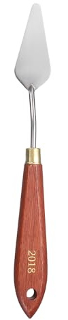 QUARKZMAN Couteaux à Peinture Outil De Peinture 2.36 x 0.98 Lame En Acier Inoxydable En Forme De larme Longueur 8.07 Spatule Couteaux à Peinture Avec Trou Manche En Hêtre, Rouge/Argent