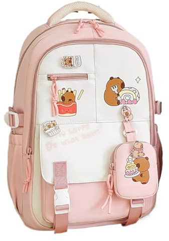 Vgvgaj Zaino Capibara, Cartone Animato Zaino Scuola Animale, Moda Giornaliera con Bretelle Regolabili per Scuola Viaggio Spiaggia Weekend