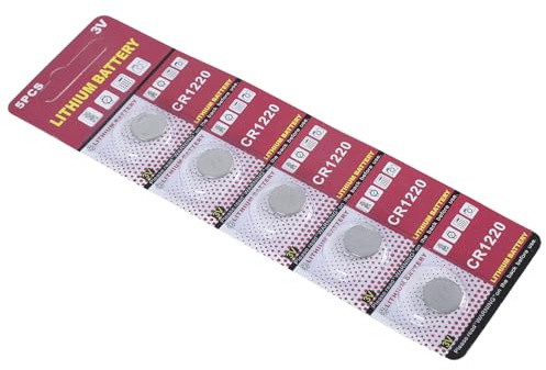 Lot de 5 piles bouton CR1220 3 V CR1220 au lithium pour jouets, calculatrices, télécommandes, 12 mm de diamètre