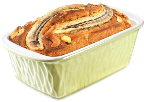 NUTRIUPS 3lb Ceramic Loaf Pan, 23.5x13.5x8cm Internal Size Rectangular Bread Baking Pan, Porcelain Non-Stick Glazed Pan for Home Baking (Bread, Brownie, Lasagna, Meatloaf), Dishwasher Safe (Yellow)