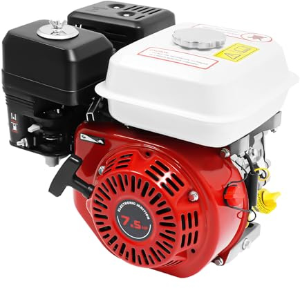 7.5 CV Moteur à essence Moteur de remplacement pour motoculteur thermique, sécurité niveau d'huile, 4 temps, 1 cylindre, 212 cc cylindrée, refroidissement air démarrage câble (3000W 7.5HP)