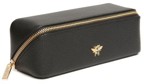 Alice Wheeler London Bee Mini Makeup Train Case - Compact Concertina Faltbarer Beauty Organizer mit Goldbiene & Reißverschluss - Reisefreundlich - 20 x 7,5 x 7,5 cm - Schwarz, Schwarz , S