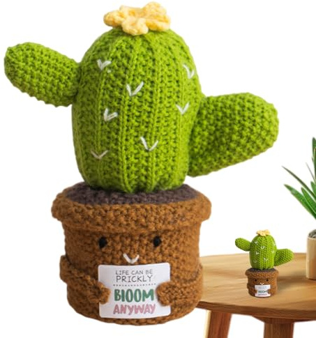 Djowyh Cactus de Ganchillo - Muñeca Decorativa De Ganchillo para Escritorio | Muñeca Decorativa en Forma de Cactus para Adultos, Adolescentes y Coleccionistas