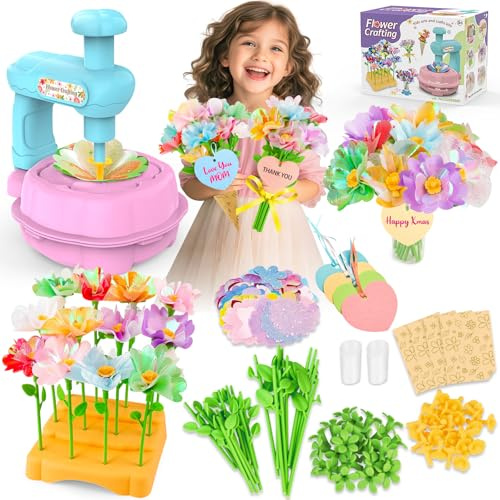 Mieryd Activité Manuelle Enfant, Bricolage Kit Fabrication de Fleurs Tissu, Jeux Educatif et Loisir Créatif Fleur Jouet, Anniversaire Noël Cadeau Fille 3 4 5 6 7 8 9 10 Ans, DIY Flower Making Bouquet
