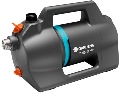 Gardena Trädgårdspump 5200 Silent Pumpar: Ger 26% mer flöde utan att öka energiförbrukningen*, Låg ljudnivå vid drift, Regn- och UV-skyddat hölje (9084-20)