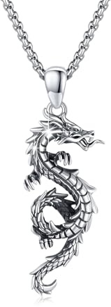 CRWENG Drachen Halskette Kette Valentinstag Geschenke für Männer Mädchen 925 Sterling Silber Drachen Anhänger Gothic für Herren und Damen - Valentinstag-Geschenke