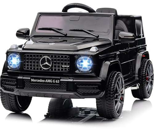 Auto Elettrica Giocattolo per Bambini, 12V, Telecomando 2.4G, Blocco di Sicurezza, Luci LED, Funzione Bluetooth e Musica, Adatta per Bambini dai 3 Anni in su (Nero)