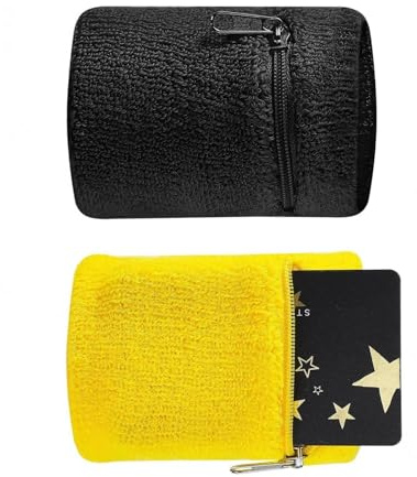 XAGMODSHN Sport-Handgelenktaschen, Reißverschlüsse, Handgelenktasche, dickes Schweißband zum Laufen, Wandern, Joggen, Schlüssel, Karten, Serviettenschweißband mit Reißverschlusstasche