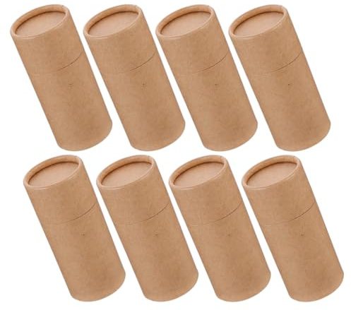 YOSADIER 8 Stück Aufbewahrungsboxen aus Kraftpapier 50ml Runde Papierröhrchen mit Deckeln für Ätherische Öle und Teeblätter Kompakt und Elegant für Bastelarbeiten und Zuhause