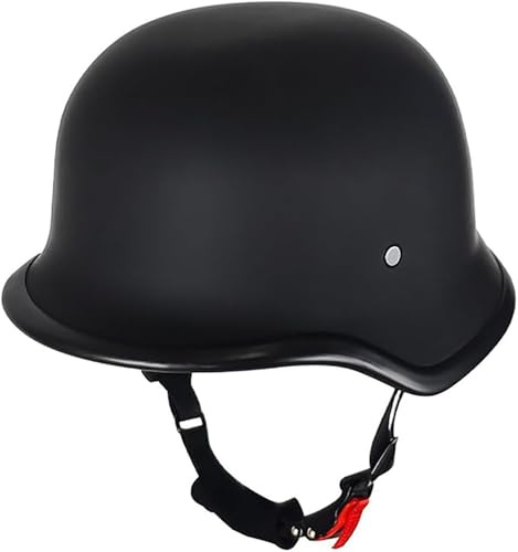 ECE 22.06 Omologato Casco Moto Jet, Profilo Basso Mezzo Casco Per Adulti Uomo Donna, Casco Scodella Retrò Stile Tedesco Per Touring Scooter Street Bike, Nero Opaco 3,M/(57~58cm)