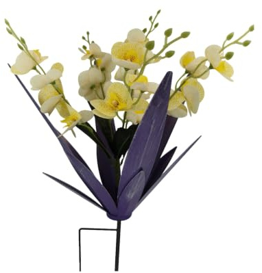 Baoblaze Pianta Agave in Metallo con da Giardino, Agave Viola + Fiore Di Farfalla Giallo, Agave Viola + Fiore Di Farfalla Giallo