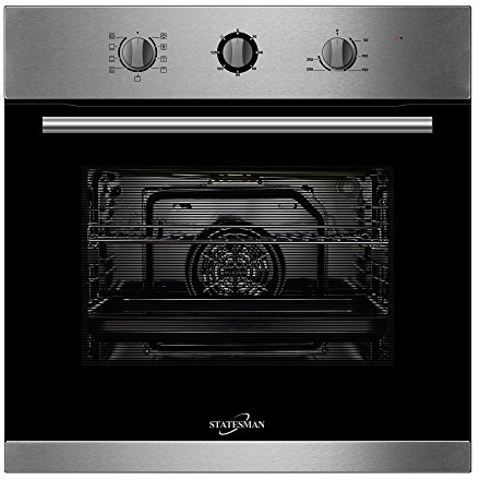 Statesman BSF60SS Built-In Single Cavity Fan Oven, 4 Cooking Functions, 2 Hour Timer, 65L, Stainless Steel