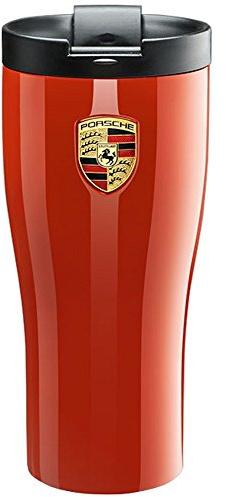 Porsche Lava orange, Edelstahl-Beaker mit Wappen