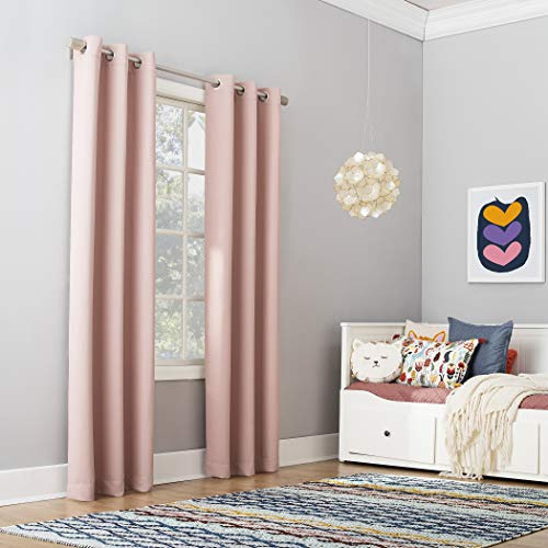 Sun Zero - 55407 Riley Kids Bedroom Blackout Grommet Curtain Panel, 40 x 84, Blush