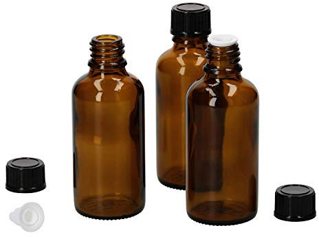 MamboCat 3tlg.-Set Miniaturflaschen mit Tropfer 50 ml I Tropferflasche aus Braunglas I Apothekerfläschen mit Tropfeinsatz I UV-geschützte Medikamenten-Aufbewahrung I Wiederverwendbar