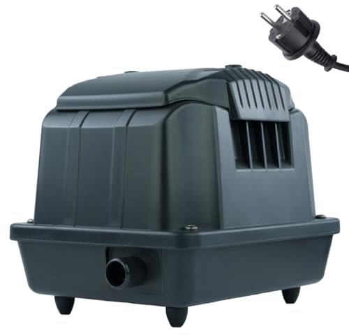 Teichbelüfter 1800 L/H stufenlos regulierbar, 25 Watt Sauerstoffpumpe für Teich, Membranpumpe 30 L/Min, Teichbelüftung, Luftpumpe Teich, Belüfterpumpe für Gartenteiche, Teichbelüftungspumpe