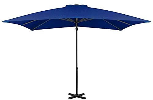 Tidyard Parasol,déporté et mât en Aluminium,Parasol déporté inclinable,Parasol de Plage Anti UV,Parasol déporté inclinable,Protection UV, Bleu azuré 250x250 cm