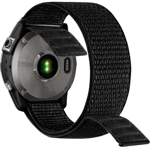 YOOSIDE 20 mm nylonarmband, för Fenix 6S/Fenix 5S/Fenix 7S/Descent Mk2S, ultralätt snabbtorkande rem, tvättbart klockarmband för Garmin Descent 6S Pro/Sapphire (svart)