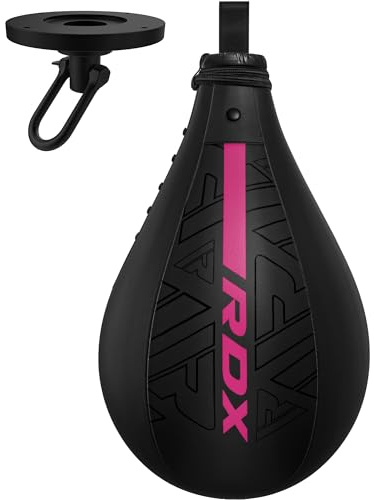 RDX Boxbirne Maya Hide Leder Set, Speedball Hängend Mit Halterung, Punchingball Boxing Speed Bag, Geschwindigkeit Ball Boxen Training Trainingsgeräte Gym Fitness