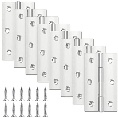 Yeepeo 8 Stück Scharniere Klappbar 68mm × 38mm, Edelstahl Scharnier Klavierband Scharnieren Klein Scharnierband, Türscharnier für Türen Fenster Schränke mit 48 Stück Schrauben