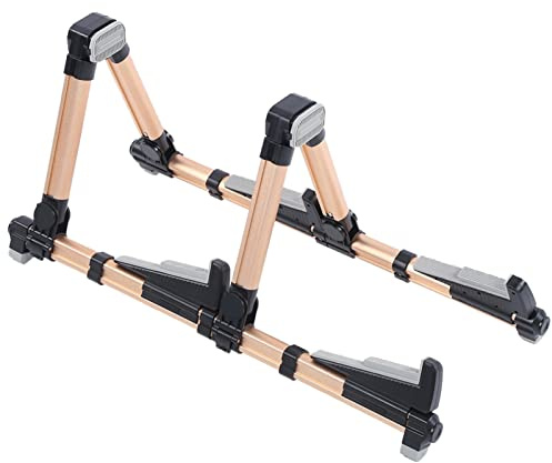 Luqeeg Foldable Guitar Stand, A-Frame Ukulele Stand, Double Vertical Guitar Floor Stand Banjo Display Bracket Holder for Acoustic, Classical, Electric, Bass, Cello, Mandolin, Banjo, Ukulele