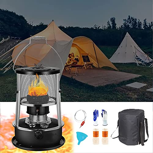 MOCHIYIA Estufa de Queroseno 2 en 1 para Exteriores, Calentador con Tanque de Combustible de 4,5L con Bolsa de Almacenamiento y 2 mechas de Aceite de parafina para Interiores y Exteriores, Camping,