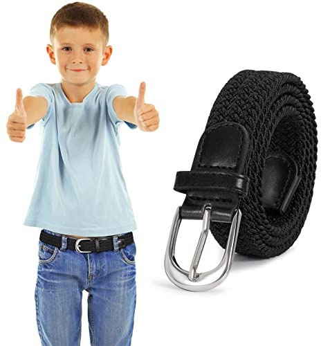 WHIPPY Geflochtener Kinder Gürtel für Jungen Mädchen Elastischer Stoffgürtel Gewebte Stretch Gürtel für Teenager Junioren