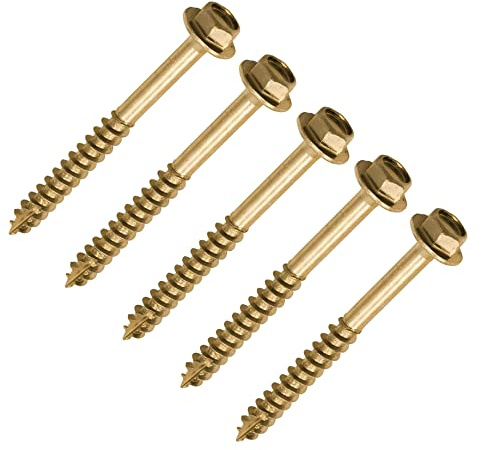 TERF® 8.0 X 60mm Advanced Turbo Coach Screws 8.0 X 60mm Slash Point Hex Flange Head Solo Coach Screw Yellow - Pack of 10