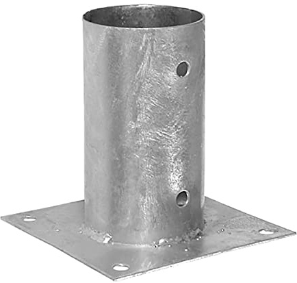 Heavy Duty Bolt Down Round Postfoot Silver Hot Galvanised Post Base Support for Pergola Terrace Gazebo (101mm x 150mm)
