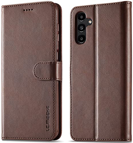 WAURZ Fodral för Samsung Galaxy A54 5G, mobiltelefonfodral skyddande fodral läder vikbart fodral med kortfack magnetiskt stativ mobilfodral fodral vikbart fodral för Samsung Galaxy A54 5G, brun