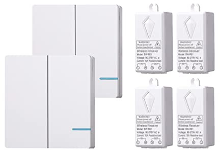 Lancoon Remote Lichtschalter Und Empfänger Kit, Keine Verkabelung, Kein Wi-Fi Lange Reichweite Wasserdicht Programmierbar Erweiterbar Für Innen AußEnleuchten KleinGerät