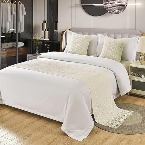 XIAOXIN Nordic Stricken Plaid Bett Handtuch Home Hotel Quaste Werfen Bett Läufer Esszimmer Hochzeit Party Decor Bett Schwanz Handtuch Kissenbezug