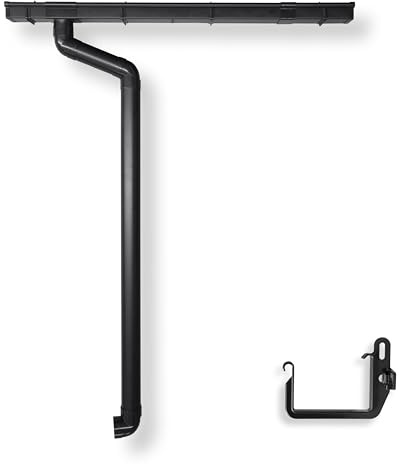 4 Home & Garden Dachrinne Kastenrinne RG 70 Komplettset mit Fallrohr bis 750cm | Typ 200 Fallrohr DN 60 | Kunststoff PVC Anthrazit (Dachlänge bis 450cm)